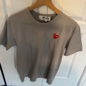 Comme des Garcons Gray Tee with Red Heart Patch